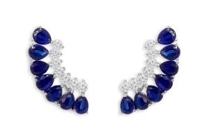 Earrings 18kt Gold Climbers Pear Kenites with Diamonds