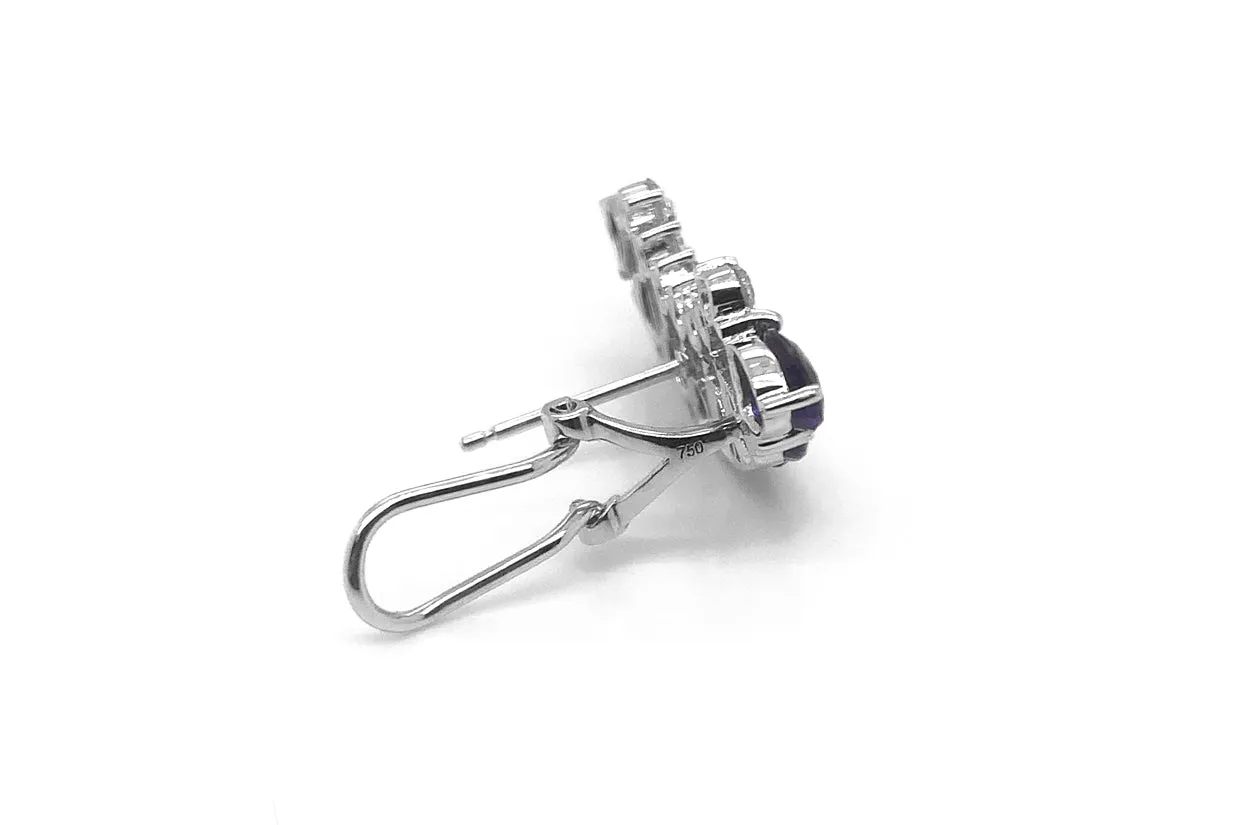 Earrings 18kt Gold Climbers Pear Kenites with Diamonds