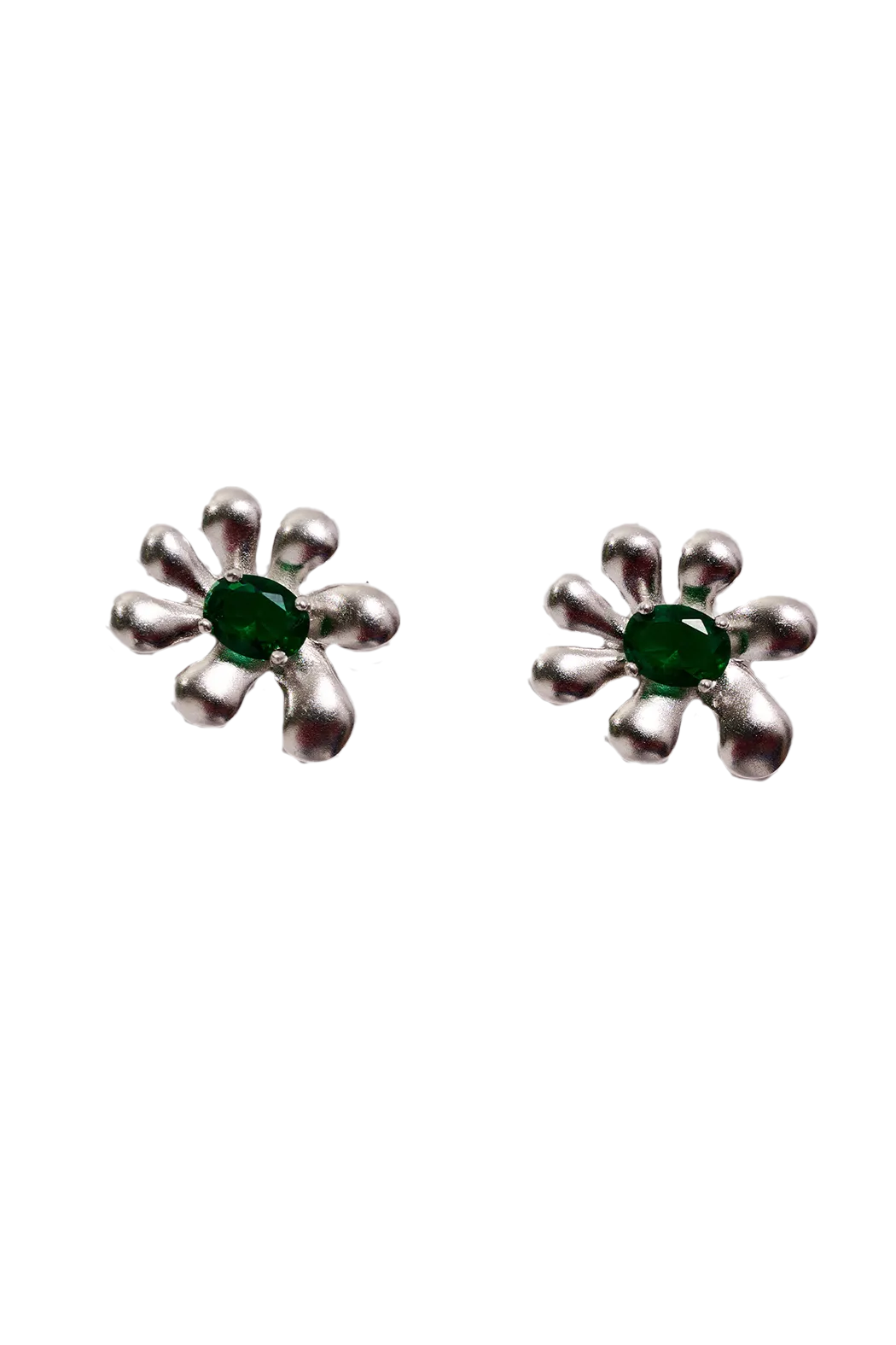 EMERALD SQUASHED BLOSSOM EARRING