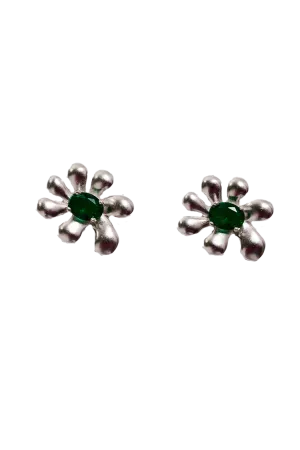 EMERALD SQUASHED BLOSSOM EARRING