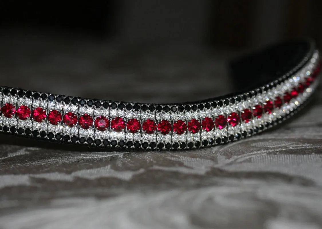 Equiture Ruby, clear and jet megabling curve browband