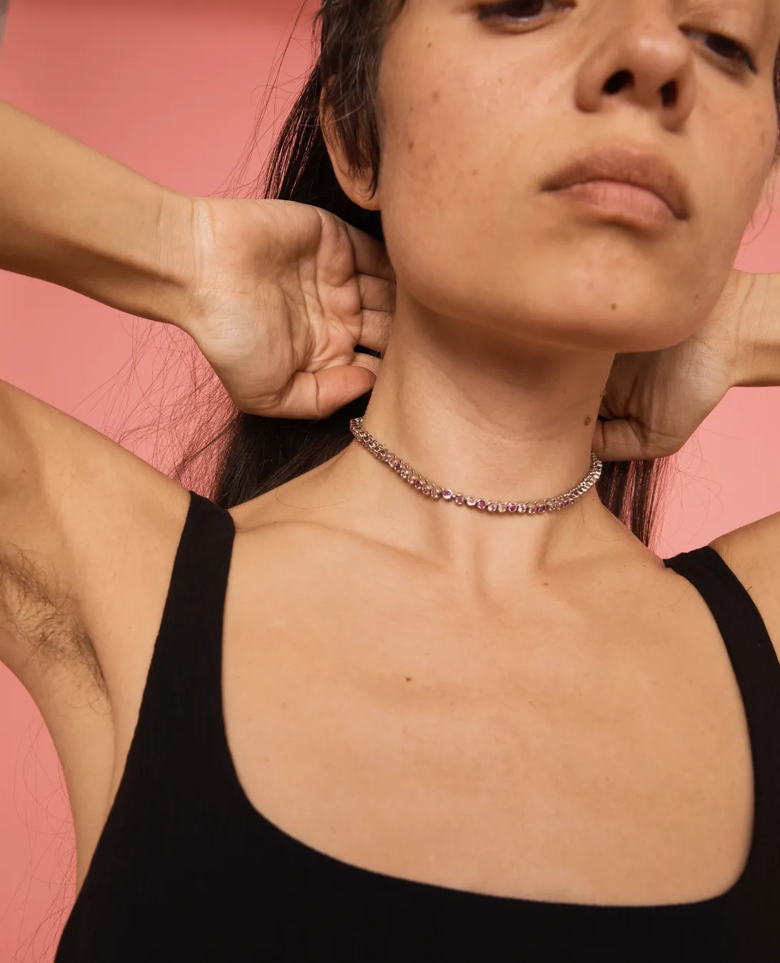 FADING PINK TENNIS NECKLACE