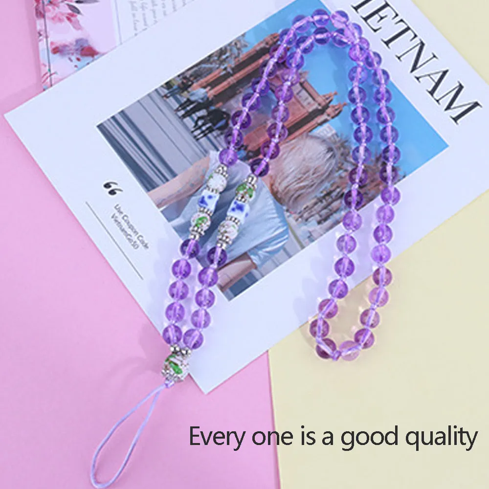 Fashion Hand-woven Mobile Phone Chain Blue White Porcelain Crystal Shiny Pendant  Pink