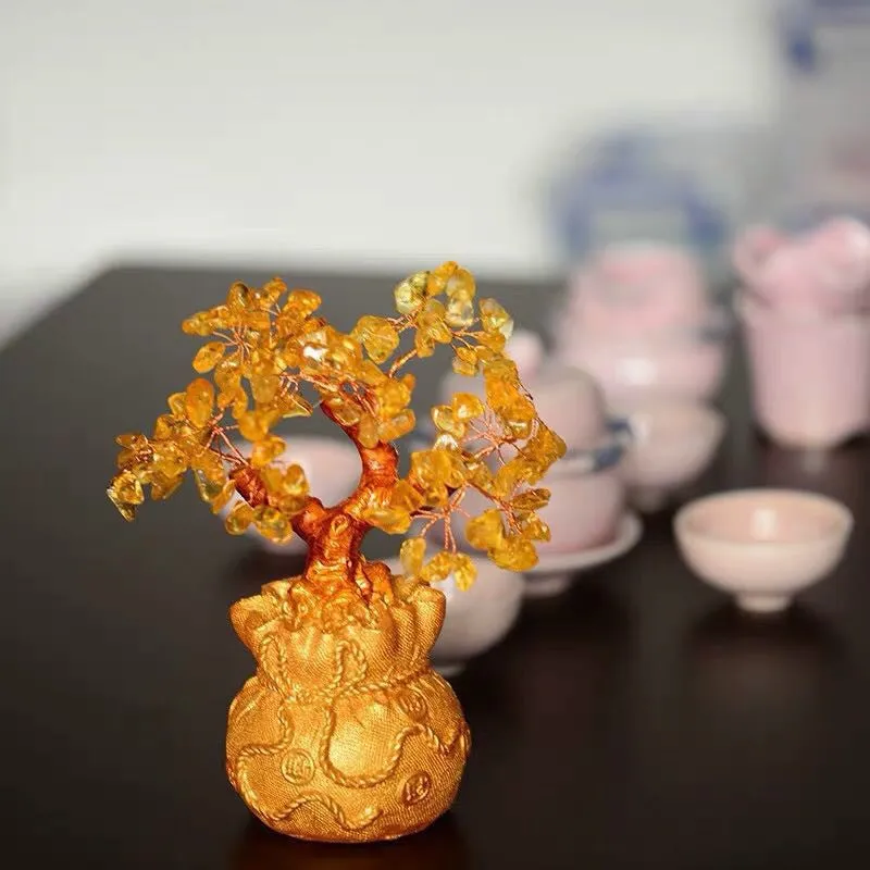 Feng Shui Crystal Wealth Lucky Money Tree Best Gift & Home Good Luck Decoration