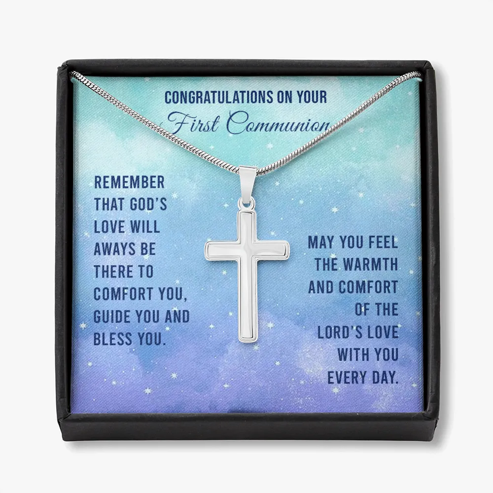 First Communion Personalized Cross Necklace-God's Love