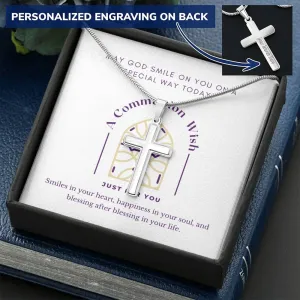 First Communion Wish-Personalized Cross Necklace