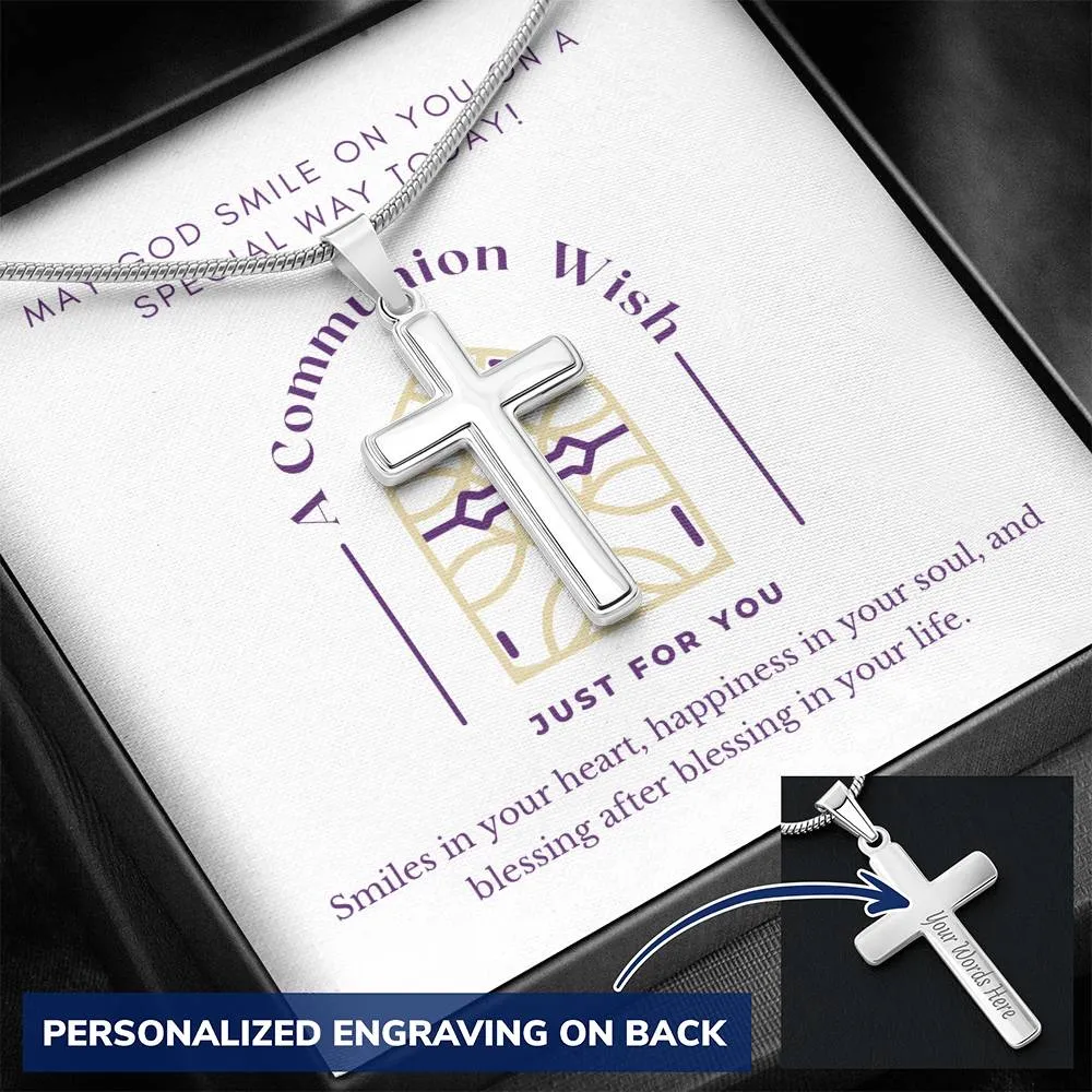 First Communion Wish-Personalized Cross Necklace