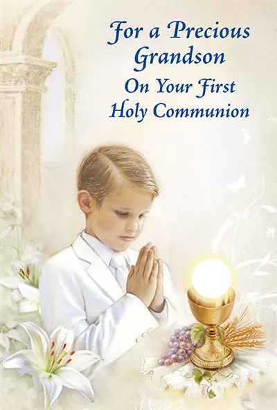 For a Precious Grandson on Your Holy First Communion Greeting Card