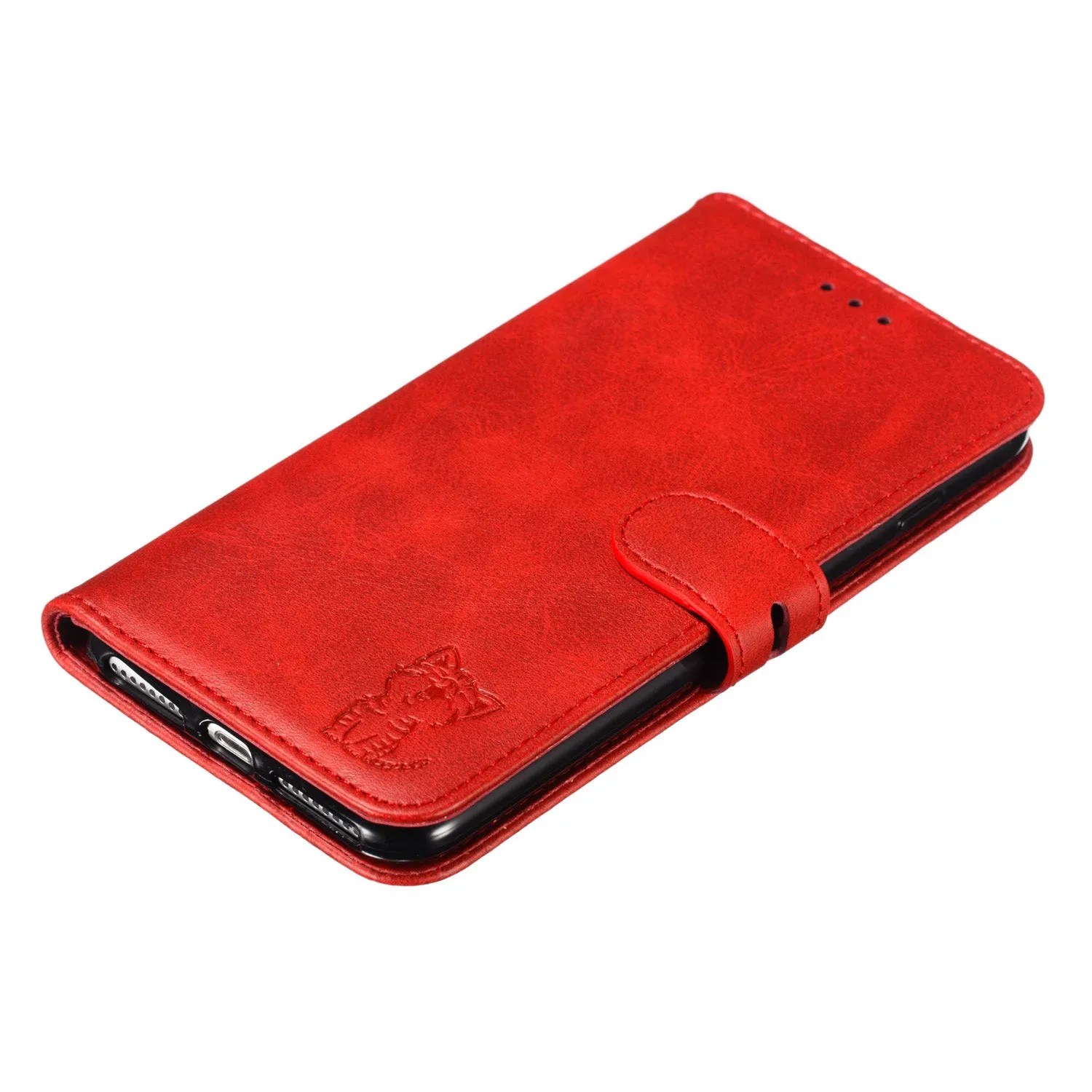 For iPhone 6 plus/6S plus/7 plus/8 plus Wallet-type Cute Cartoon Embossed Happy Cat PU Leather Protective Phone Case with Buckle & Bracket blue