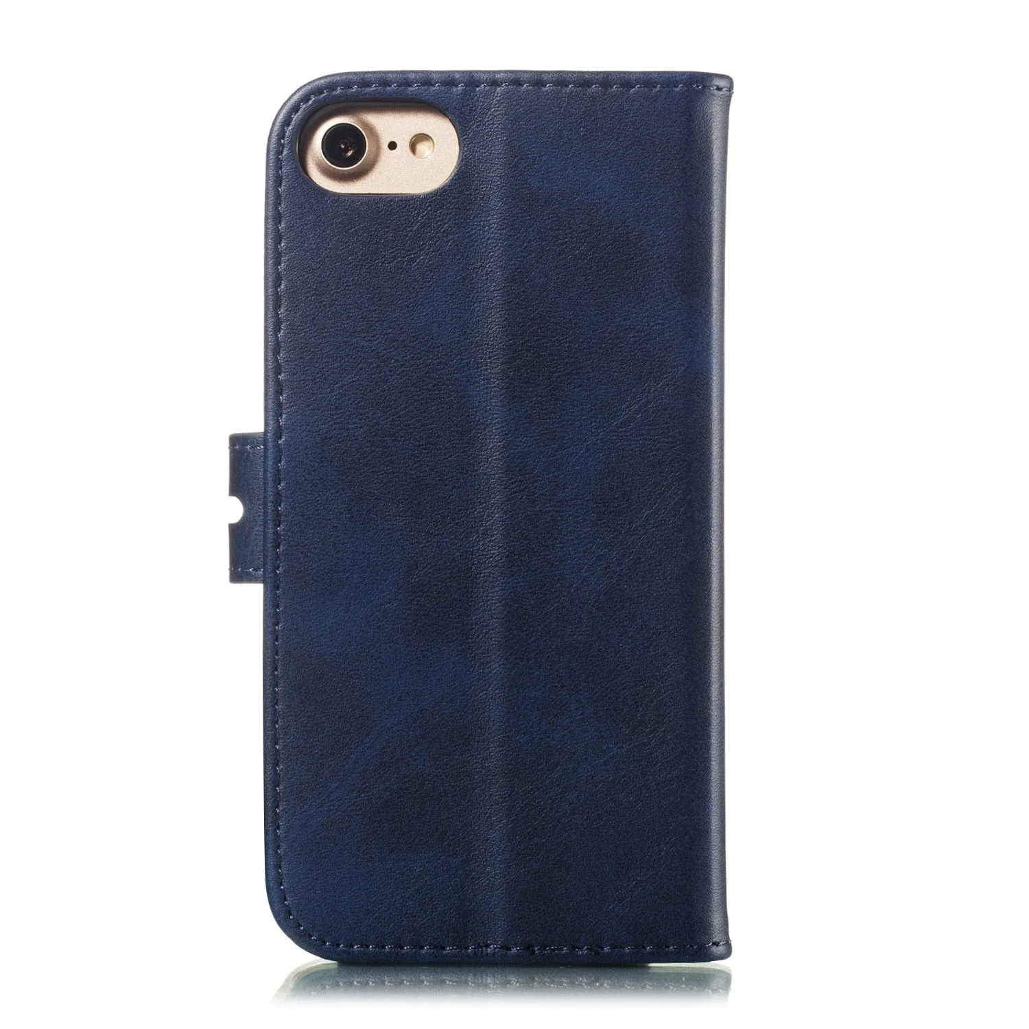 For iPhone 6/6S/7/8 Wallet-type Cute Cartoon Embossed Happy Cat PU Leather Protective Phone Case with Buckle & Bracket blue