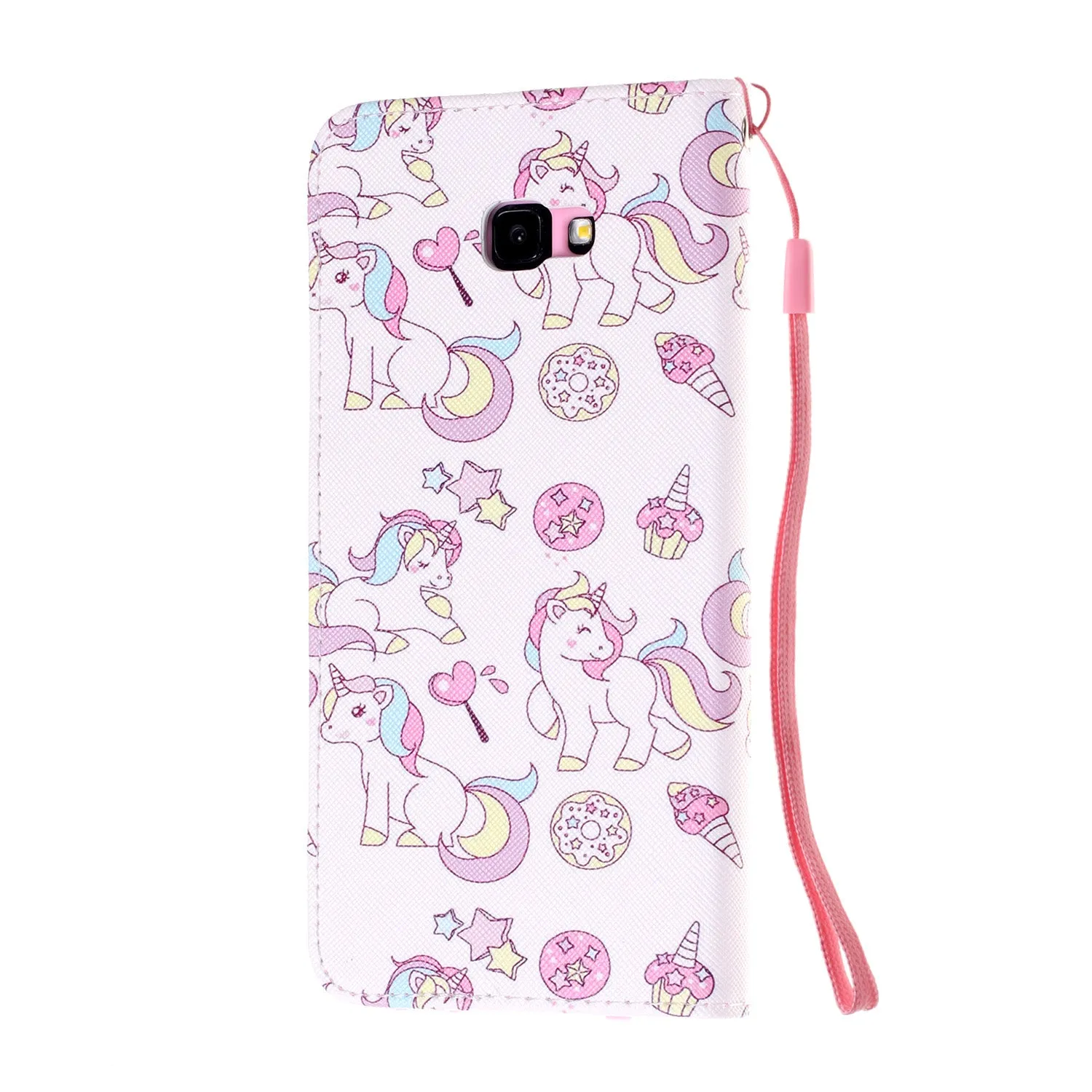 For Samsung J4 Plus/J6 Plus Cartoon Phone Shell Delicate Smartphone Case PU Leather Overall Protective Wallet Design Ice cream unicorn