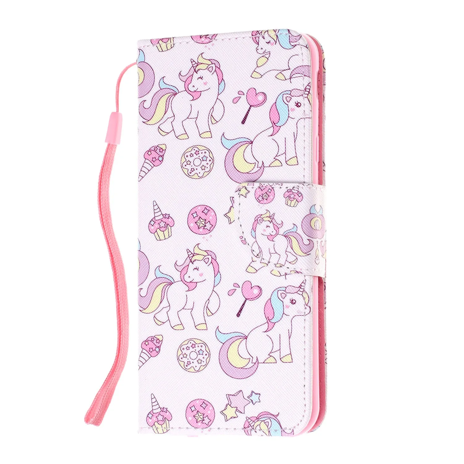 For Samsung J4 Plus/J6 Plus Cartoon Phone Shell Delicate Smartphone Case PU Leather Overall Protective Wallet Design peach blossom