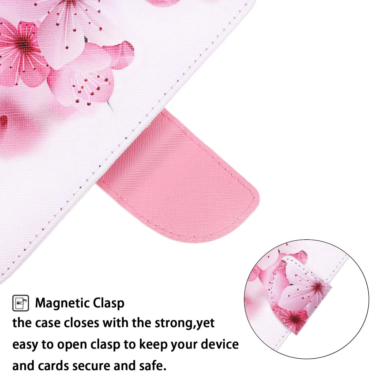 For Samsung J4 Plus/J6 Plus Cartoon Phone Shell Delicate Smartphone Case PU Leather Overall Protective Wallet Design peach blossom