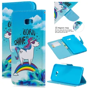 For Samsung J4 Plus/J6 Plus Cartoon Phone Shell Delicate Smartphone Case PU Leather Overall Protective Wallet Design Rainbow horse