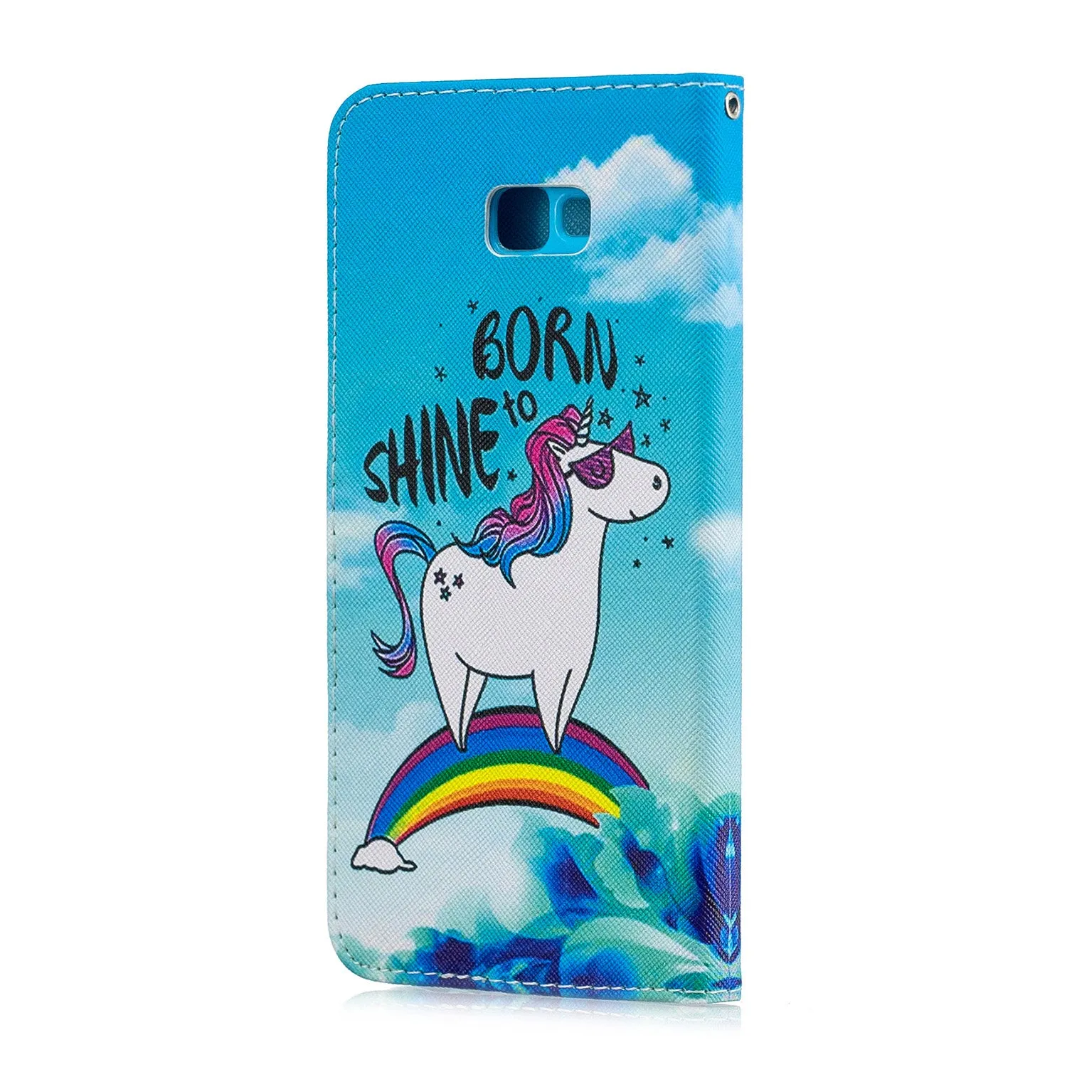 For Samsung J4 Plus/J6 Plus Cartoon Phone Shell Delicate Smartphone Case PU Leather Overall Protective Wallet Design Rainbow horse