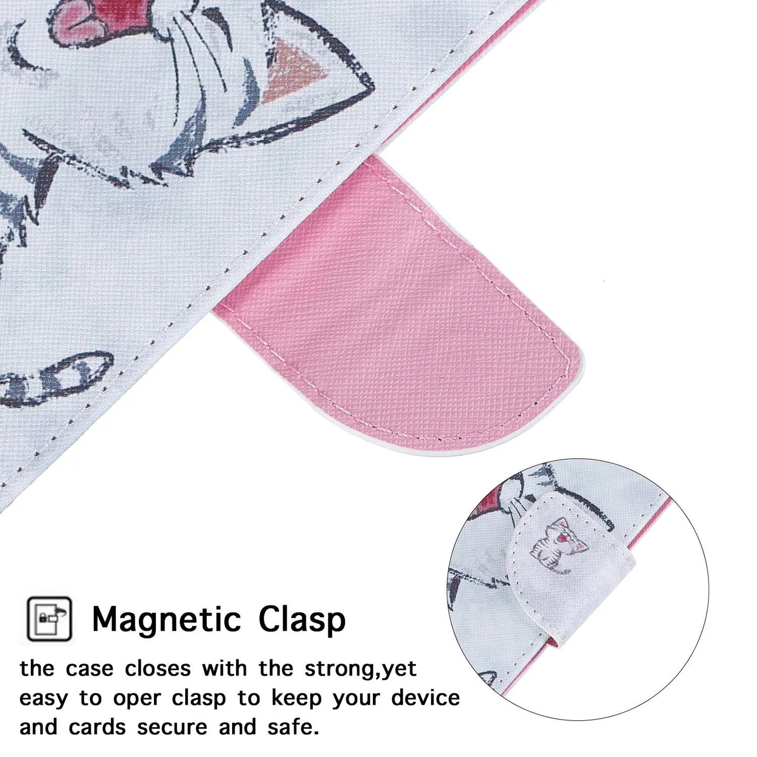 For Samsung J4 Plus/J6 Plus Cartoon Phone Shell Delicate Smartphone Case PU Leather Overall Protective Wallet Design Red lip cat