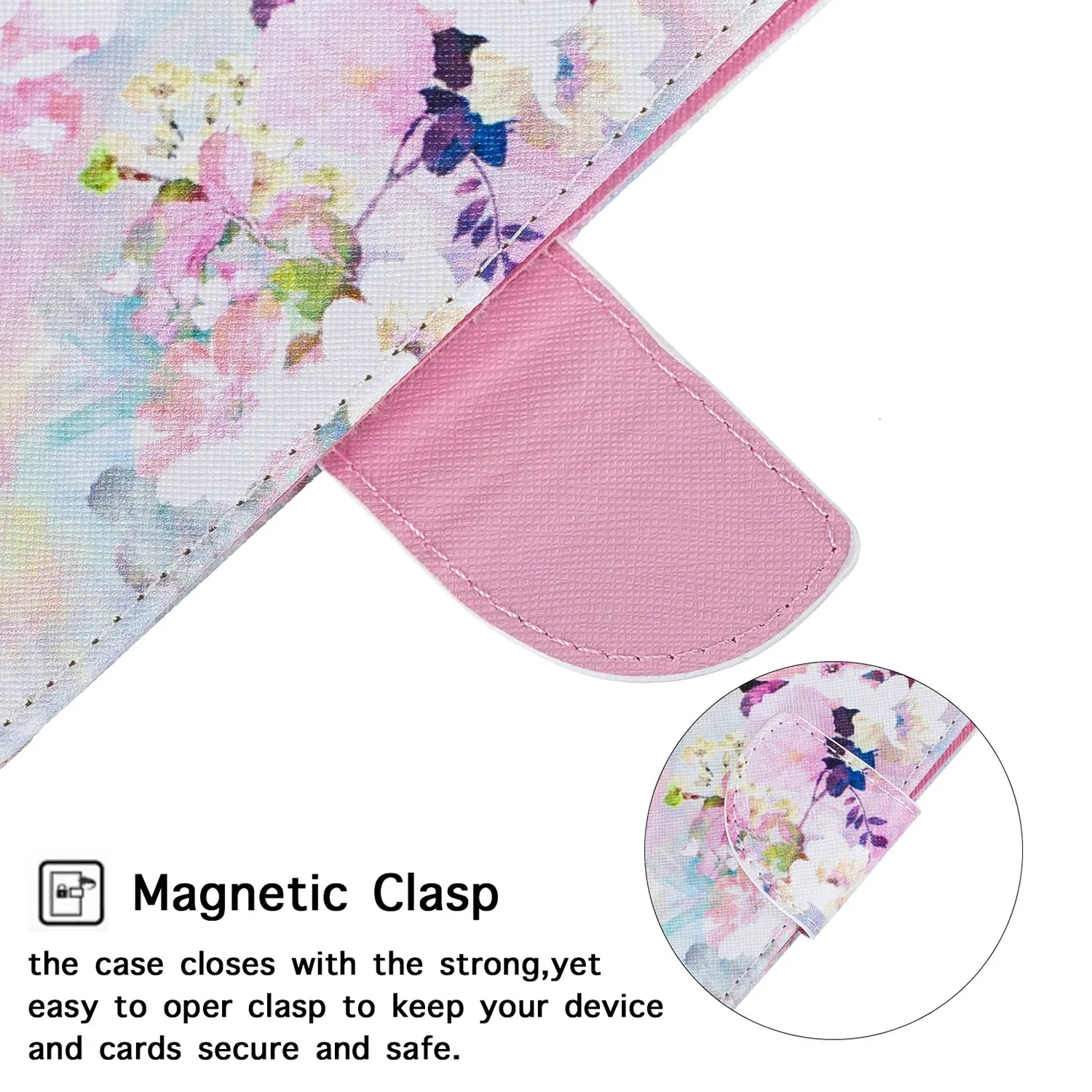 For Samsung J4 Plus/J6 Plus Cartoon Phone Shell Delicate Smartphone Case PU Leather Overall Protective Wallet Design Watercolor flower