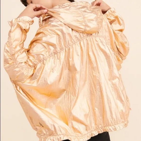 FP One x Free People Movement Hooded Windjammer Jacket in Rose Gold Medi…