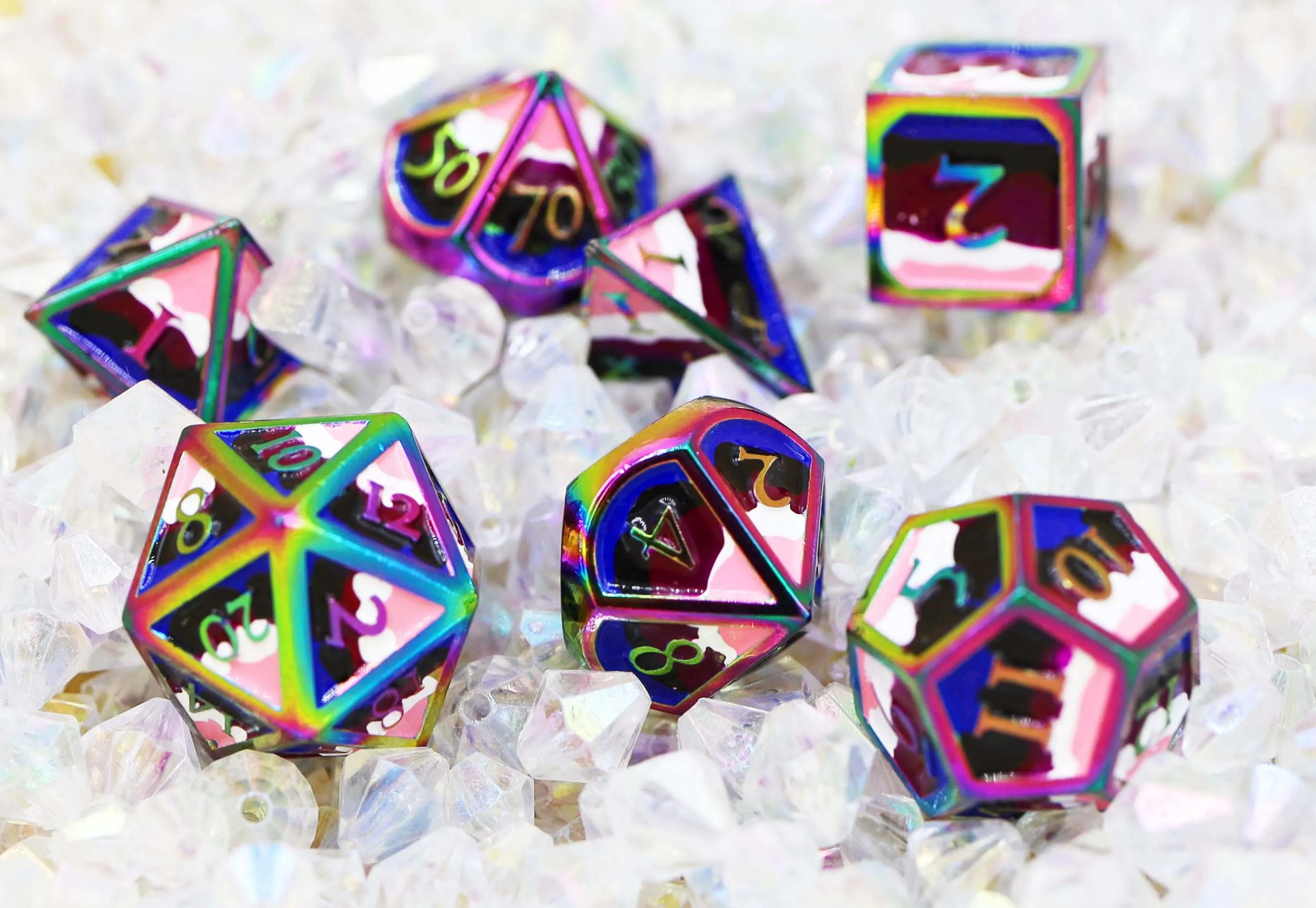 Genderfluid Pride Flag - Metal RPG Dice Set
