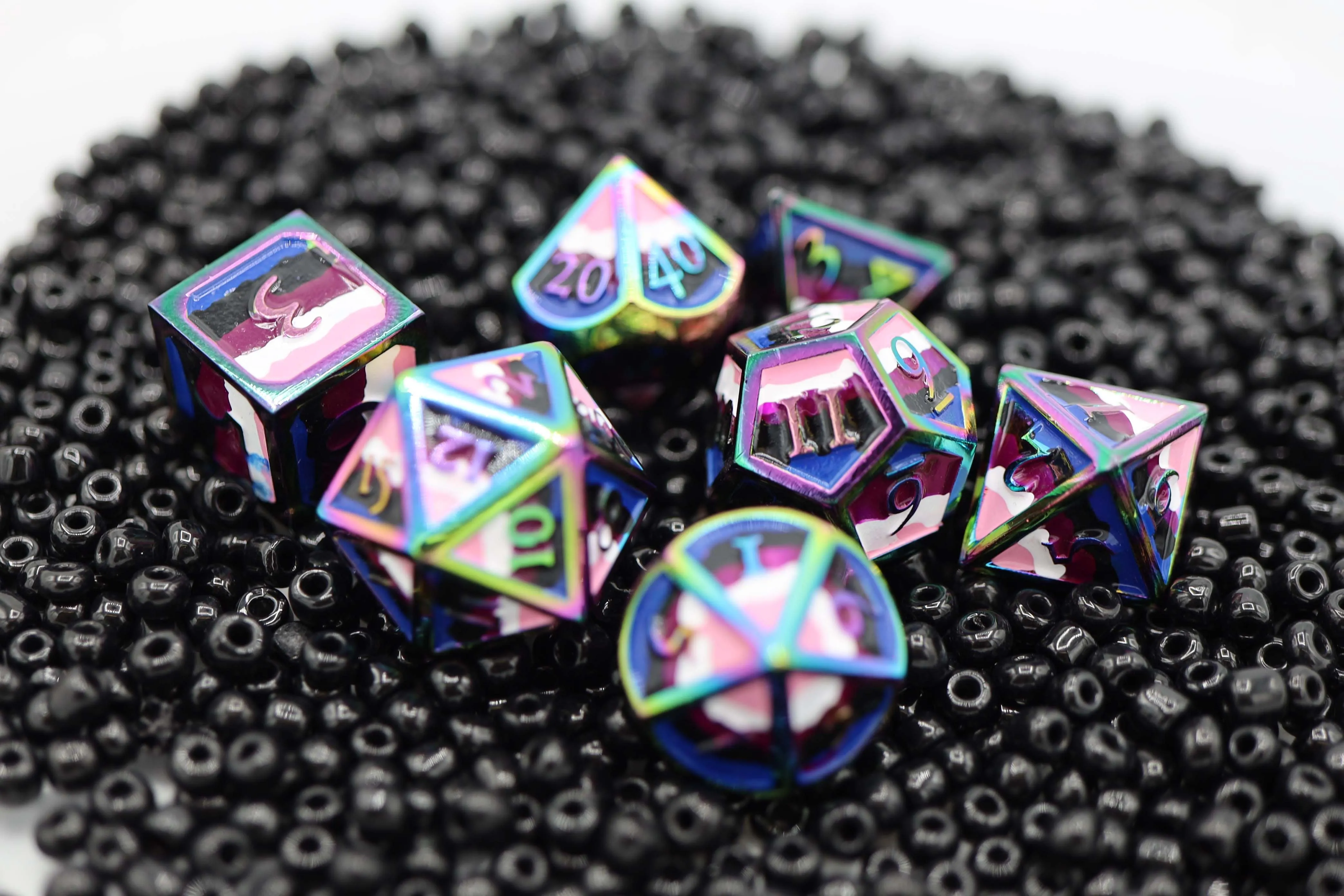 Genderfluid Pride Flag - Metal RPG Dice Set