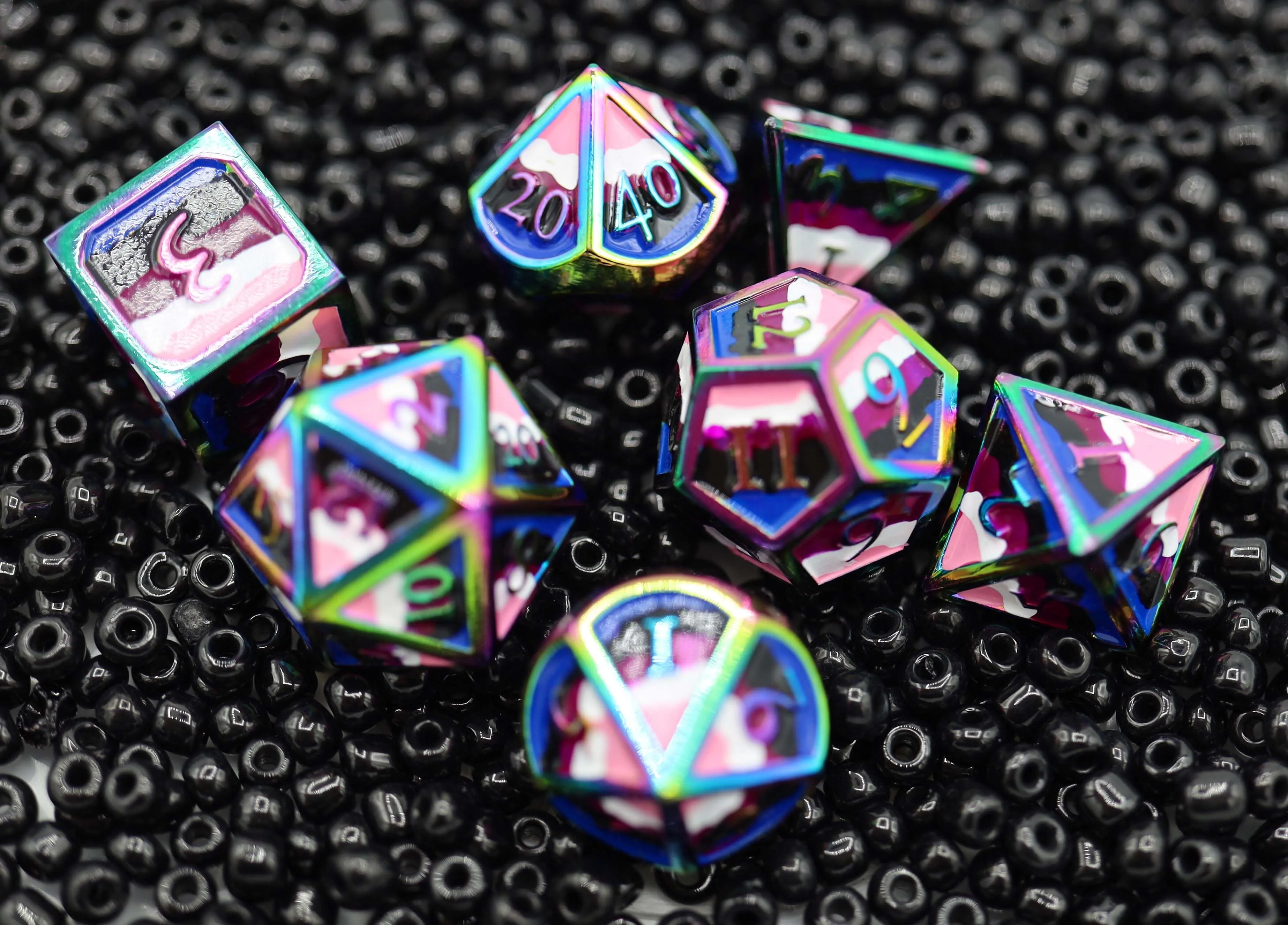 Genderfluid Pride Flag - Metal RPG Dice Set