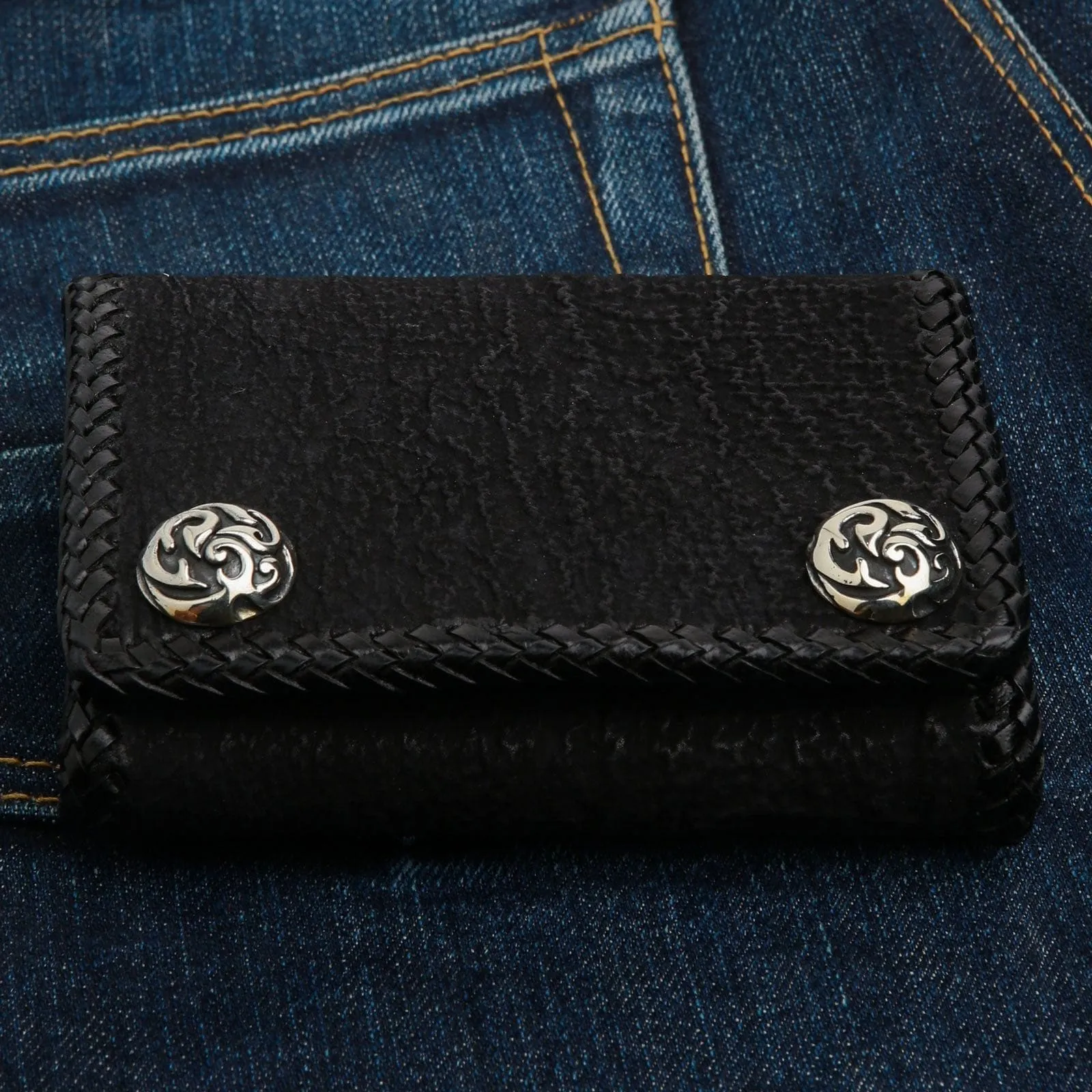 Genuine Shark Skin Leather Biker Wallet