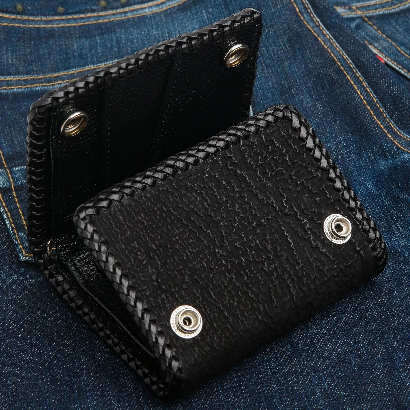 Genuine Shark Skin Leather Biker Wallet