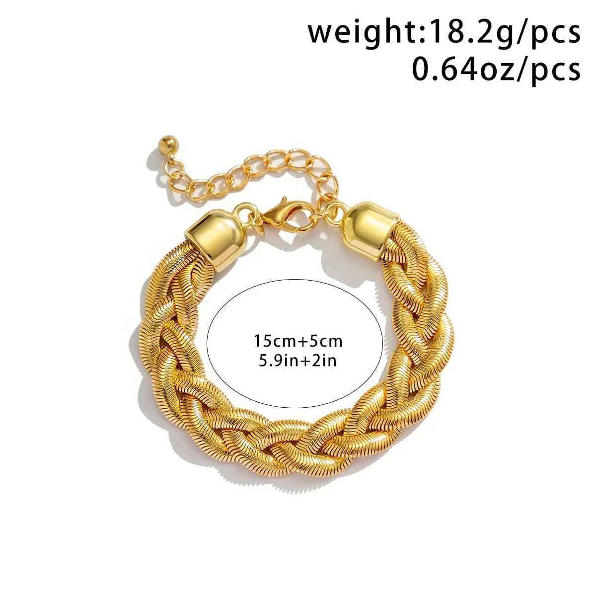 Geometric Gold Silver Tone Snake Chain Bracelet