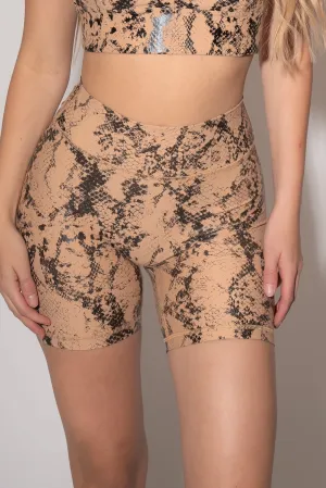 Girlfriend Midi Short - Embossed Tan Snake