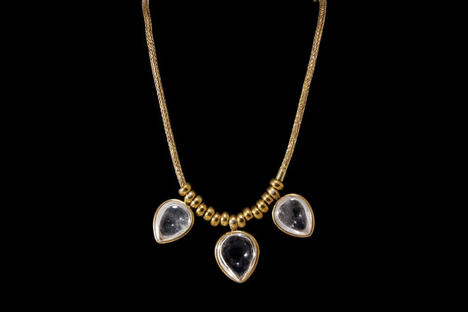 Gold Plated Sterling Silver Handcrafted Crystal Petal Necklace