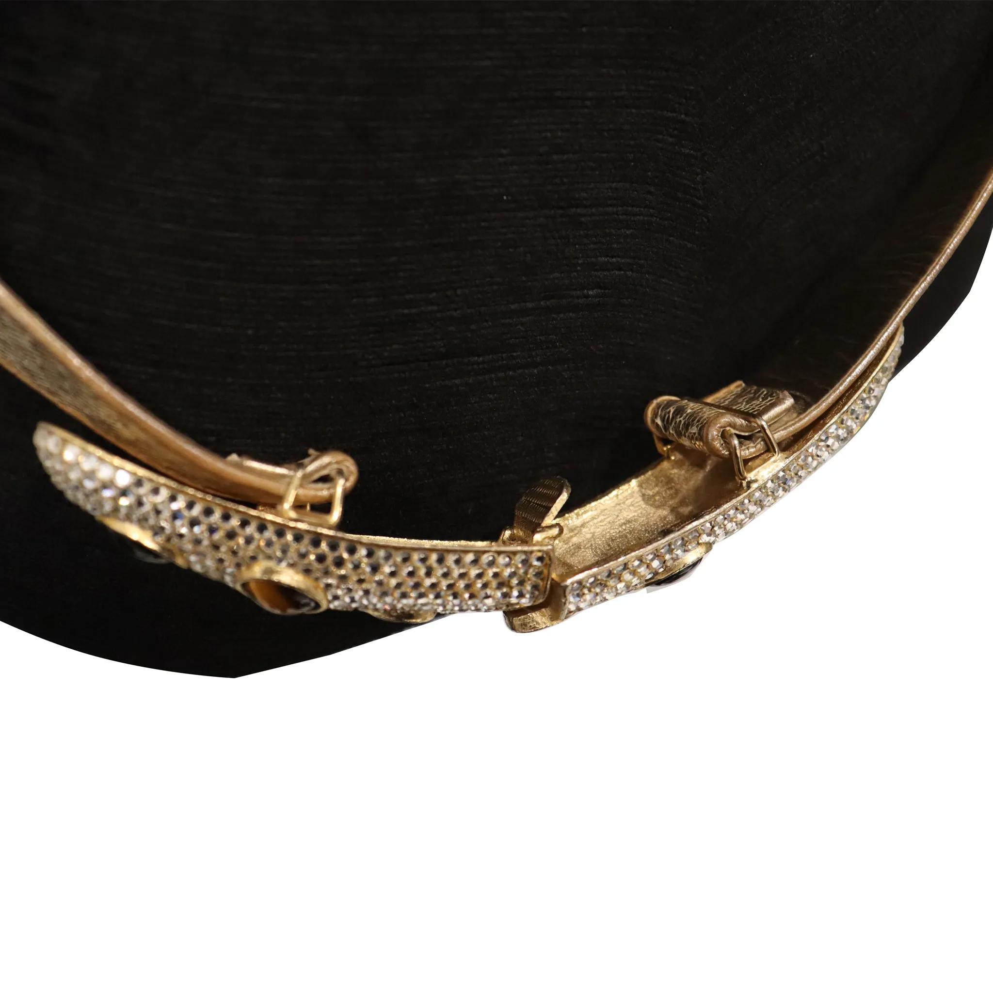 Gold Snake Skin Adjustable Belt W/ Jewels & Stones