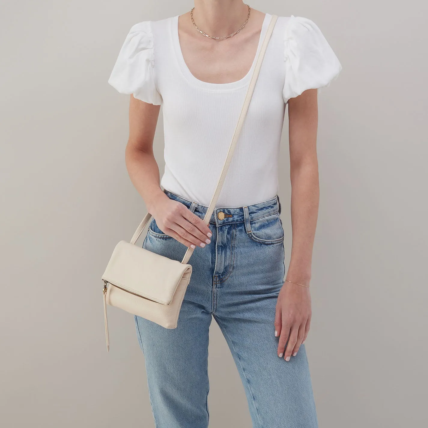 Grant Small Crossbody In Pebbled Leather - Cream