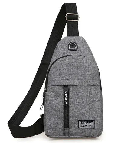 Gray Men's Sling Bag - Crossbody Chest Shoulder Pack