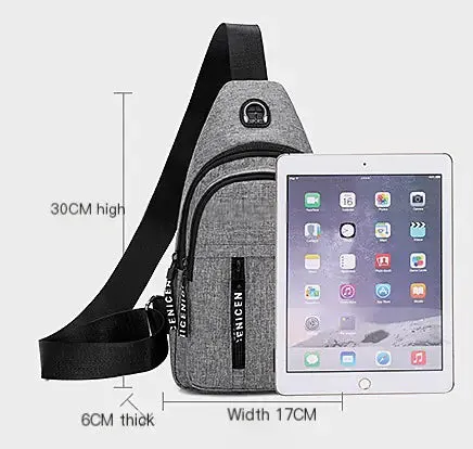 Gray Men's Sling Bag - Crossbody Chest Shoulder Pack