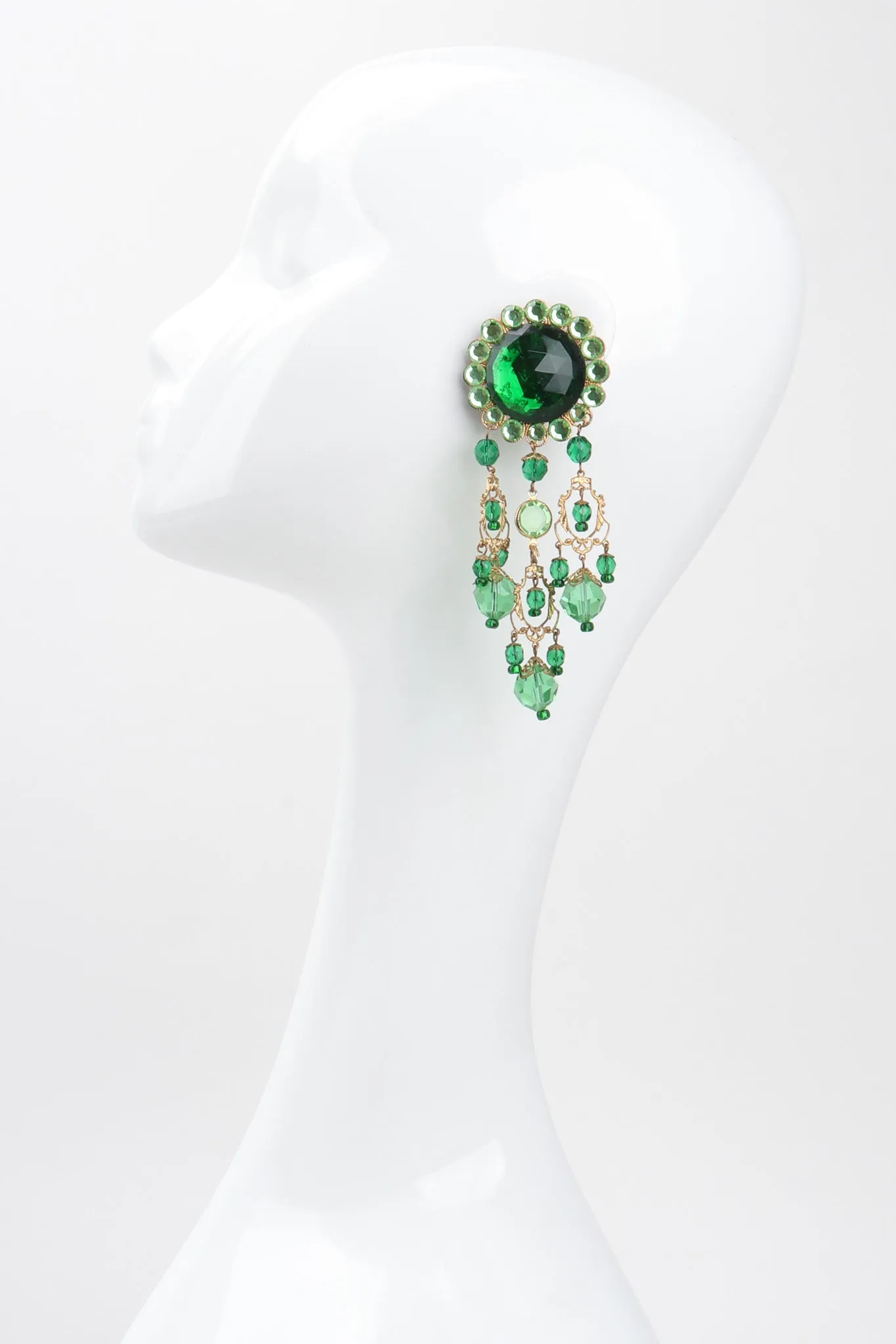 Green Envy Crystal Chandelier Earrings