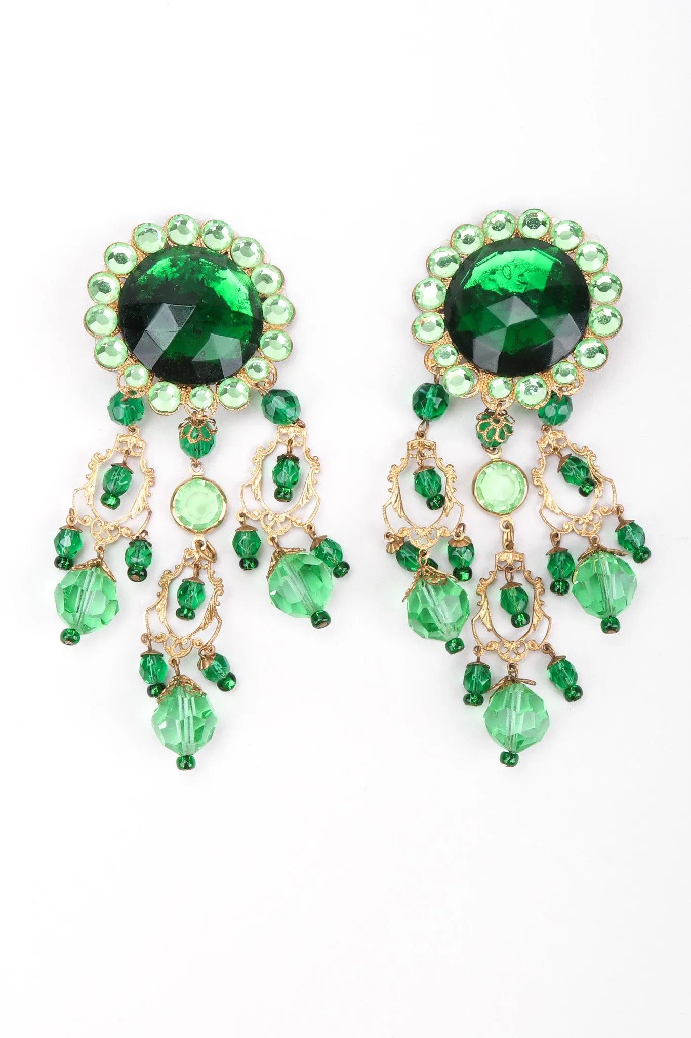 Green Envy Crystal Chandelier Earrings