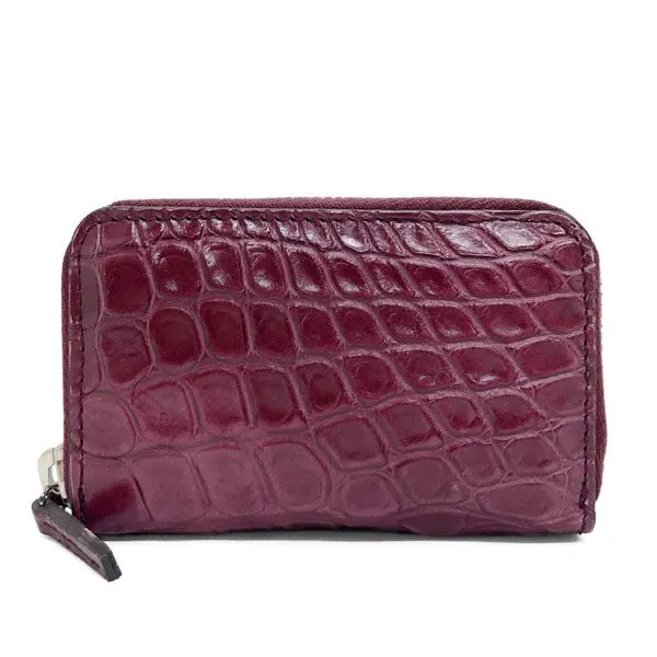 Gucci Crocodile Zip Around Card Case in Cherry Red