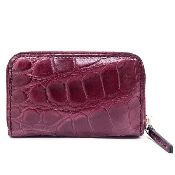 Gucci Crocodile Zip Around Card Case in Cherry Red