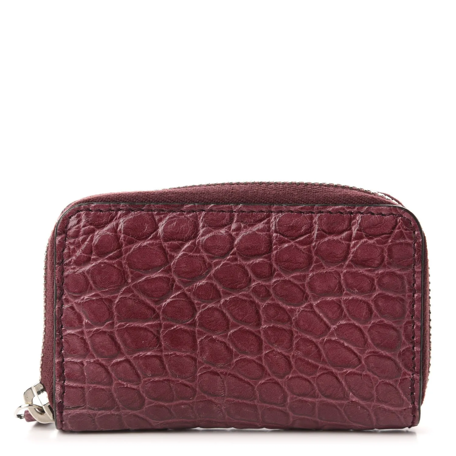 Gucci Crocodile Zip Around Card Case in Cherry Red