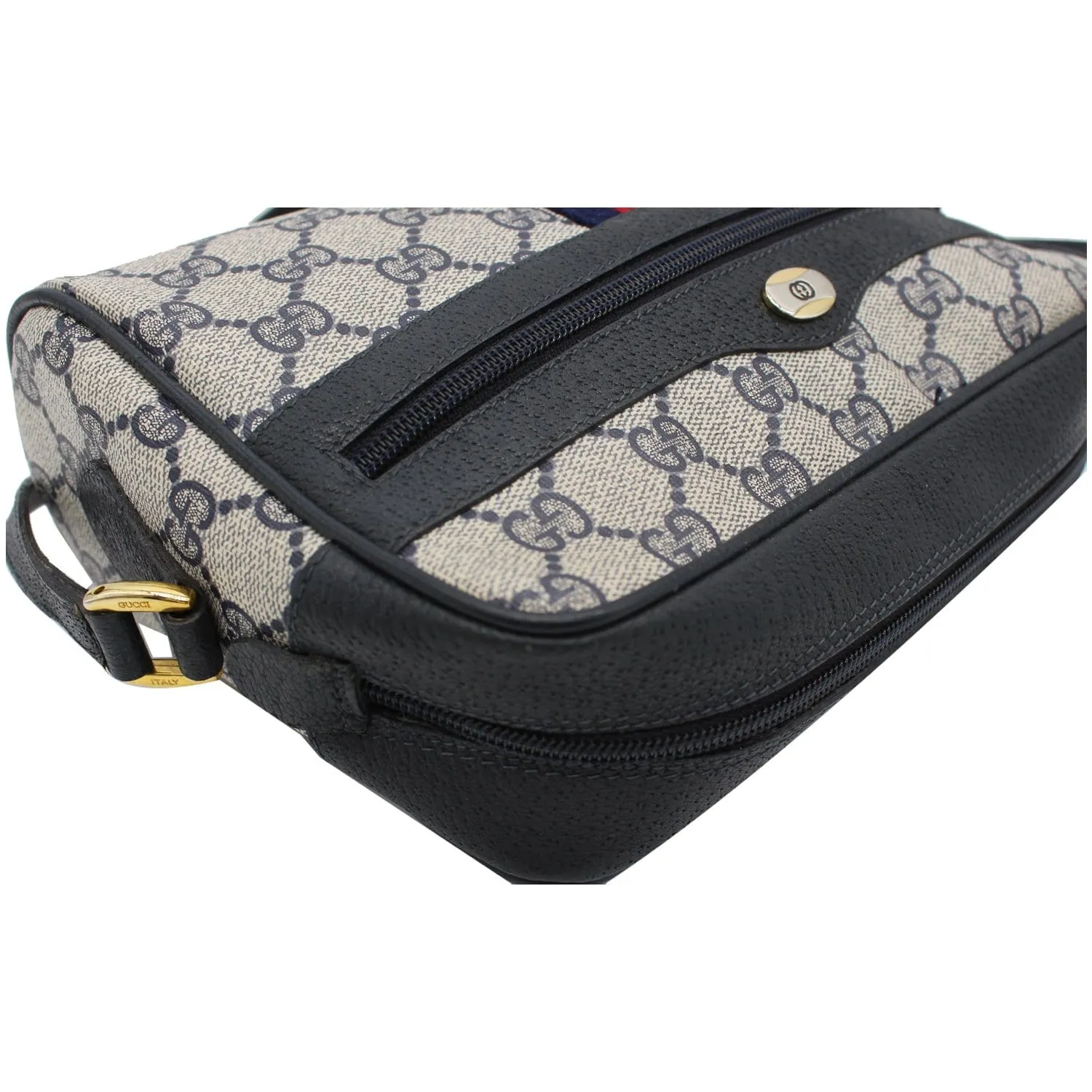 GUCCI Ophidia Vintage Supreme Canvas Shoulder Bag Black