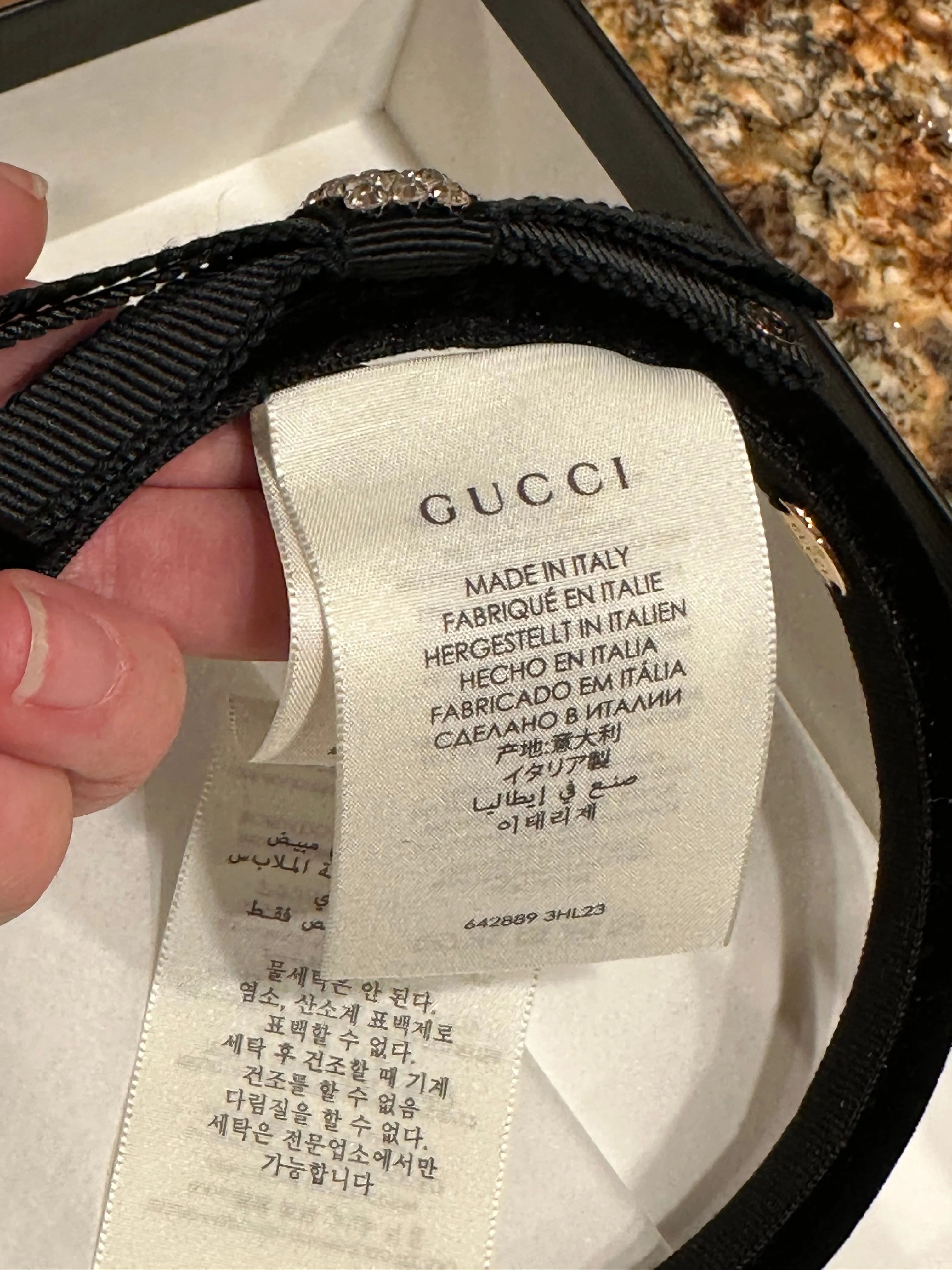 GUCCI Velvet Headband With Crystal Bow