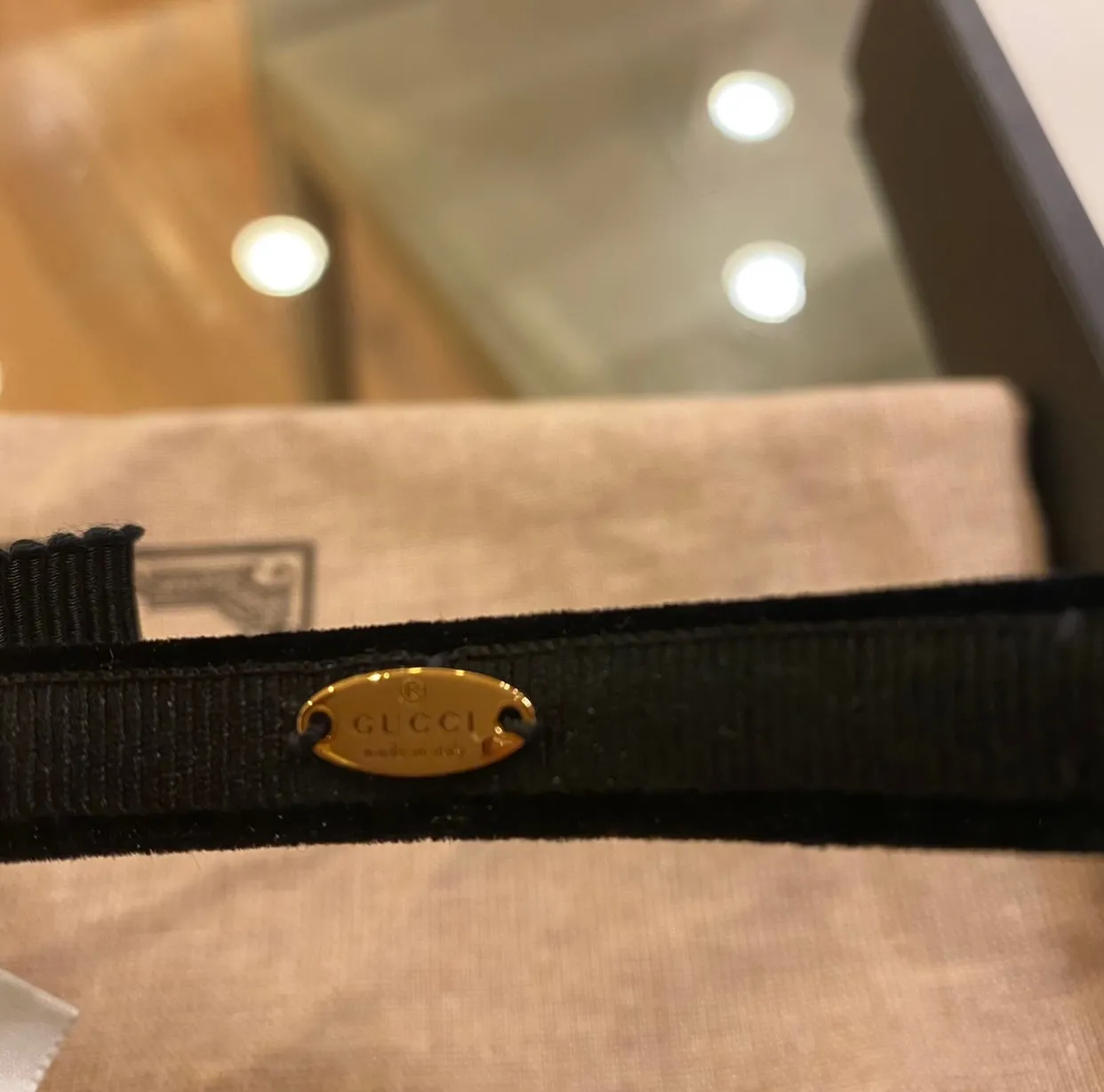 GUCCI Velvet Headband With Crystal Bow