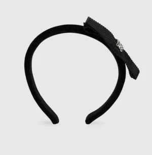 GUCCI Velvet Headband With Crystal Bow