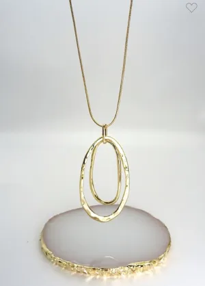Hammered Double Oval Snake Chain Necklace