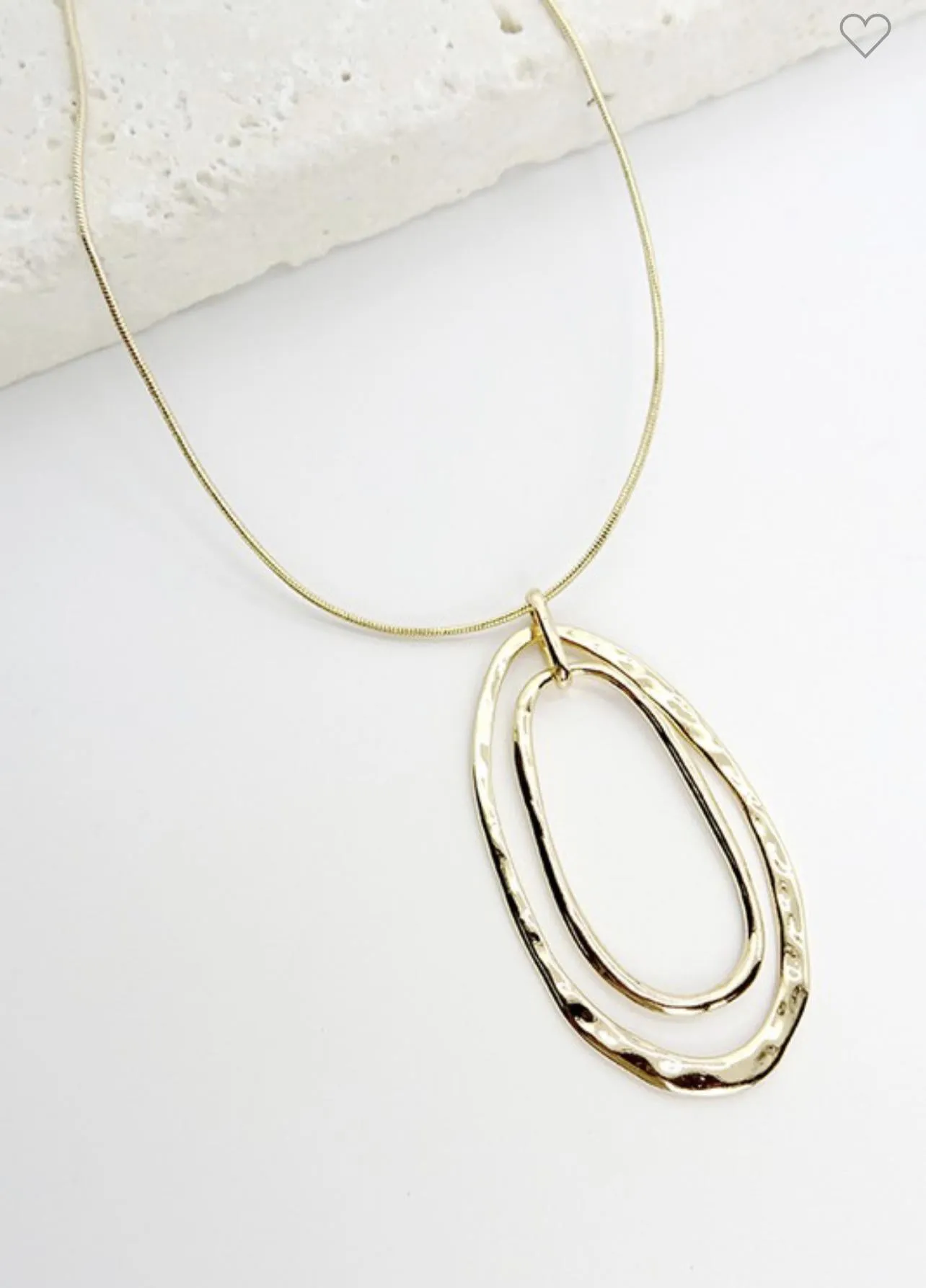 Hammered Double Oval Snake Chain Necklace