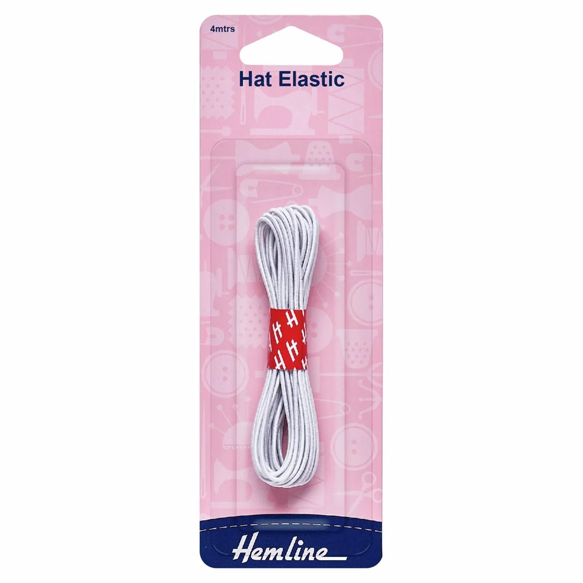 Hemline Hat Elastic - White