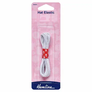 Hemline Hat Elastic - White