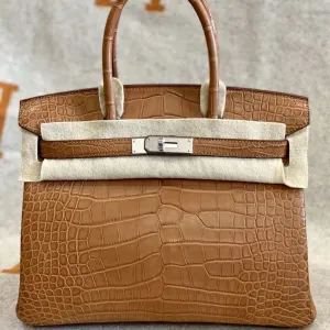 Hermès Birkin 30 Gold Alligator Mississippi Matte Palladium Hardware PHW