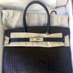 Hermès Birkin 30 Noir (Black) Alligator Mississippi Matte Palladium Hardware PHW