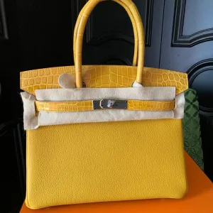 Hermès Birkin Limited Edition 30 Jaune Ambre Touch Togo Alligator Mississippi Lisse Palladium Hardware PHW